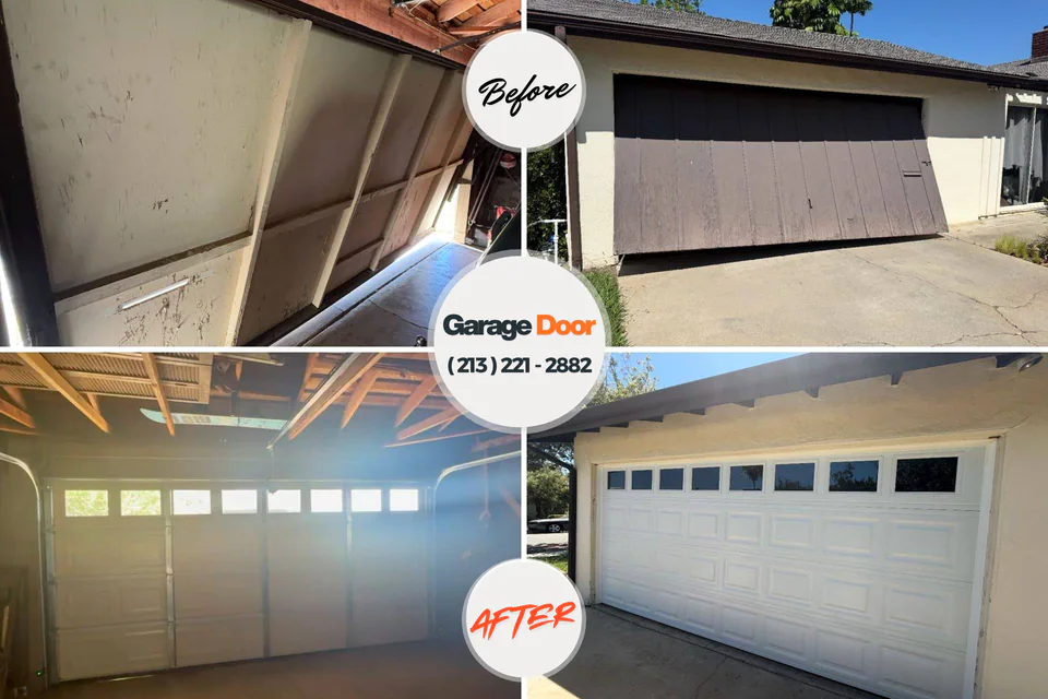 Before and after: garage door repair Villa Park, CA